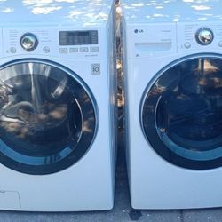 LG SET WASHER AND ELECTRIC DRYER WITH STEAM CONDITION LIKE NEW WORKING PERFECT 