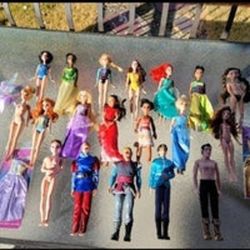 Disney Princesses & Prince Dolls Lot of 19 Barbie Dolls