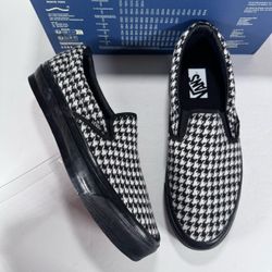 Vans Lx Classic Slip-On 98 Houndstooth Black White Sneakers Men 9.5 Women 11