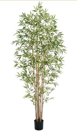 6ft Artificial Silk Bamboo Tree with 6 Natural Real Bamboo Trunks.