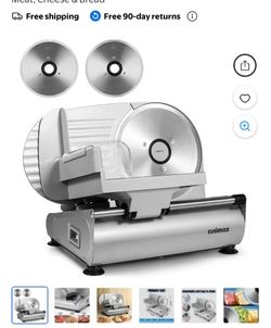 CUSIMAX Electric Deli Meat Slicer – Dual 7.5″ Removable Stainless Steel Blades & Adjustable 1–15 mm Thickness with Detachable Food Carriage, Perfect f
