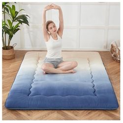 ZELLADORRA Japanese Floor Mattress, Portable Roll Up. Twin Size. COLOR: COASTAL GRADIENT. Comes With Zippered Cover (same Color) And Carrying Bag.
