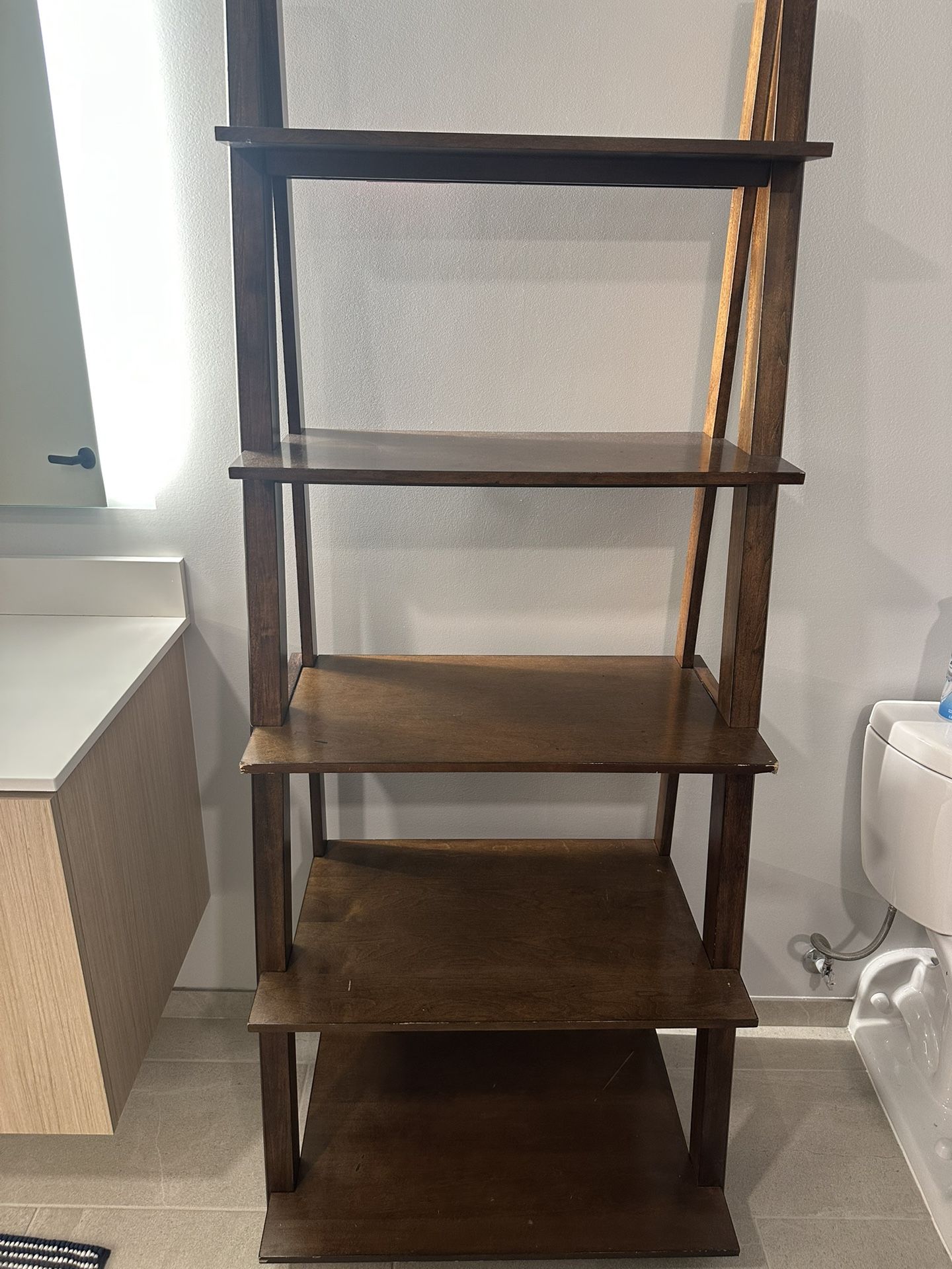 Wooden Ladder-Style Shelf