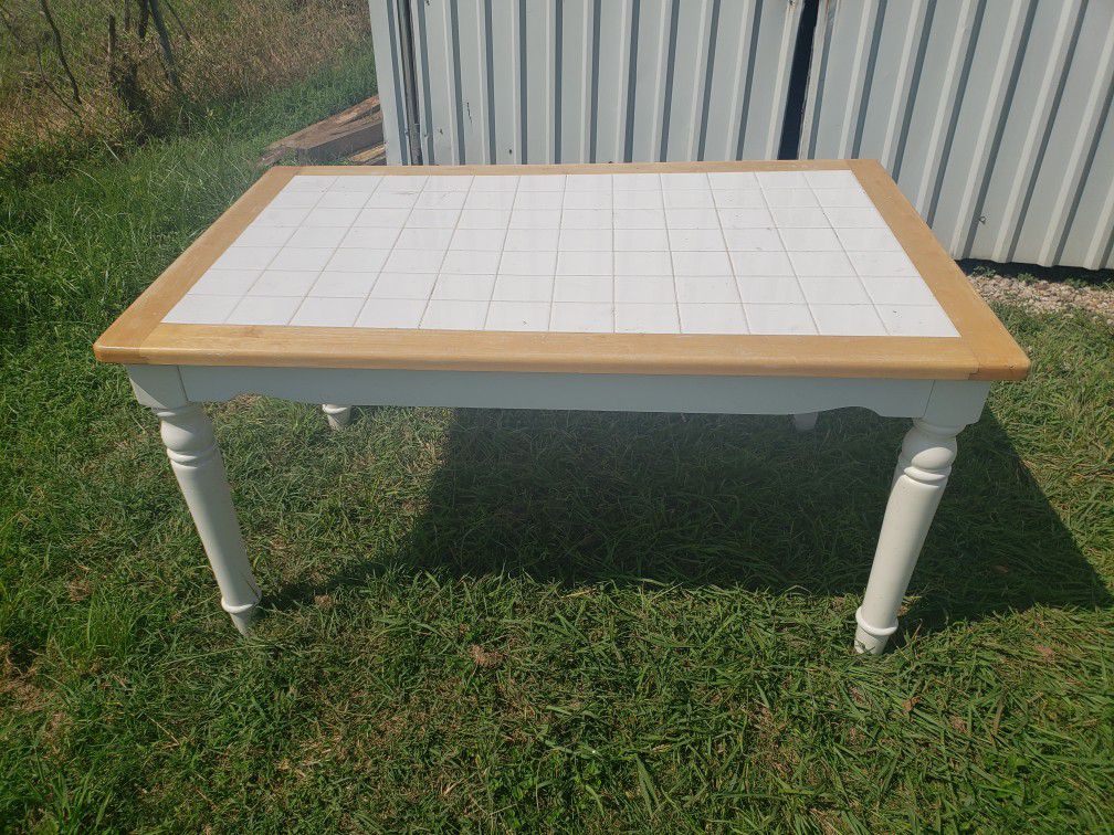 Big wood ceramic tile top table REDUCED $25