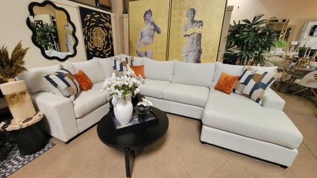  Proudly Made in USA 3 pc Contemporary Customizable Sectional with chaise