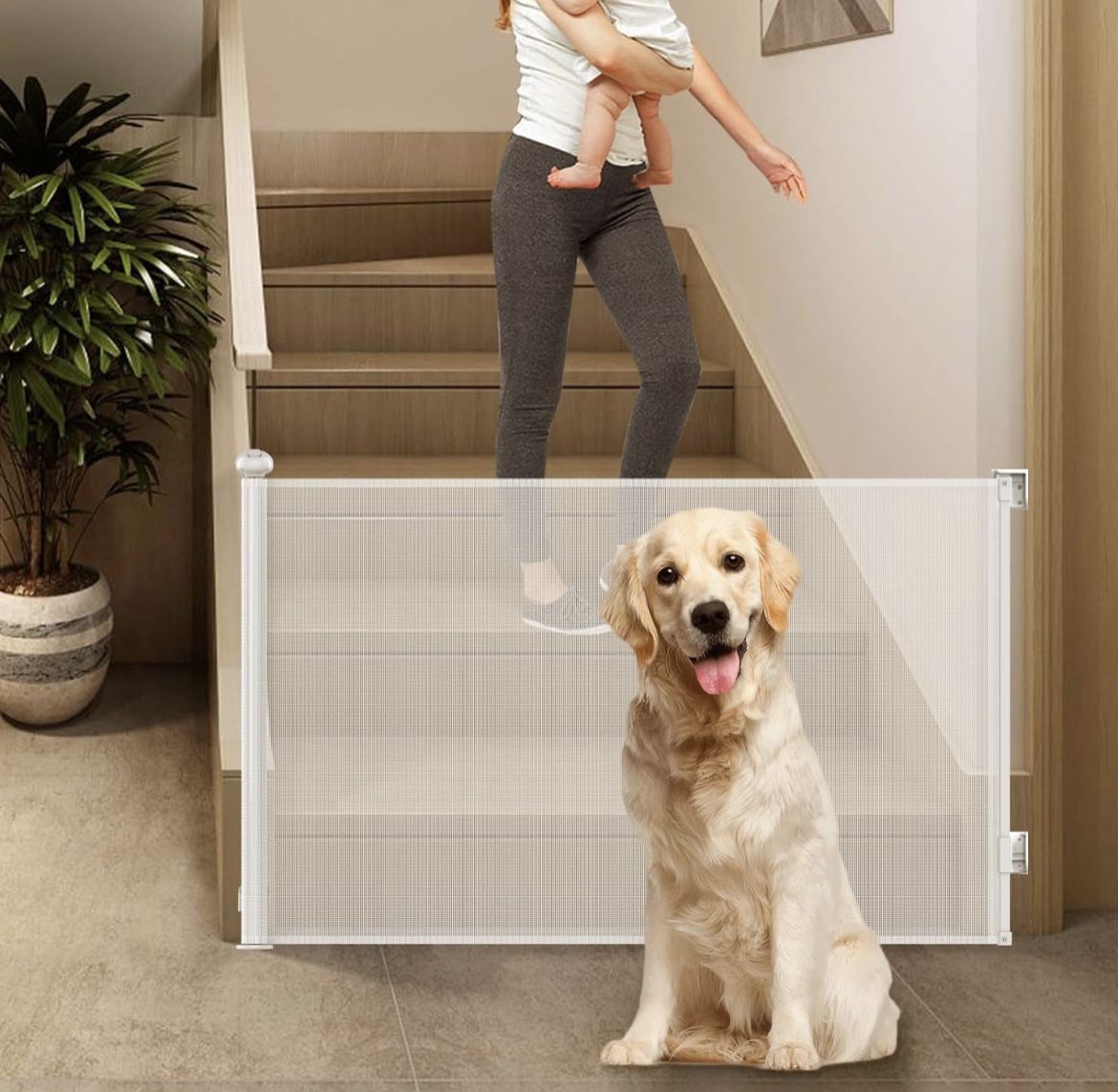 Retractable Gate 34" Tall, Dog Gates for The House Extra Wide 98”
