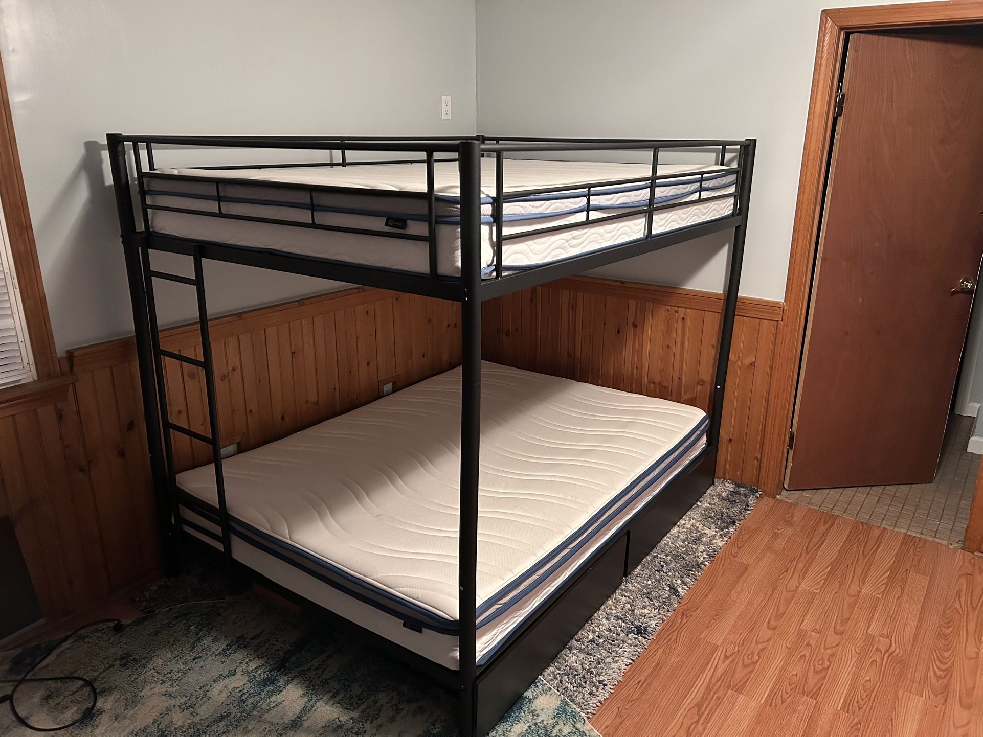 Full Over Full Metal Bunk bed With Mattresses 