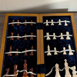 Vintage Bone & Wood Chess Set
