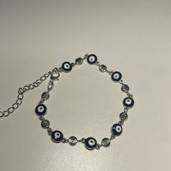 silver evil eye anklet 