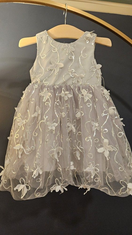Toddler 2T Butterfly Sequins Grey Dress $15 BNWT