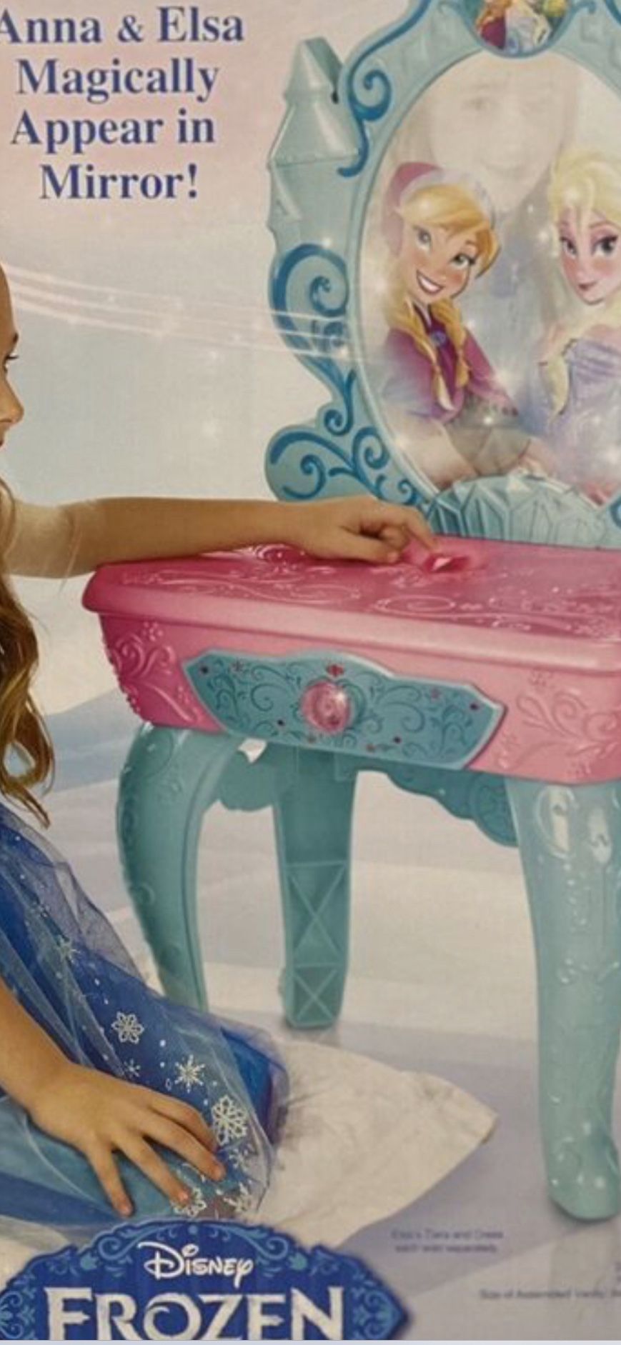 Kids  Disney Frozen Disney Frozen Crystal Kingdom Vanity (over 3ft Tall) Lights & Sound,  And Jewelry Box $40