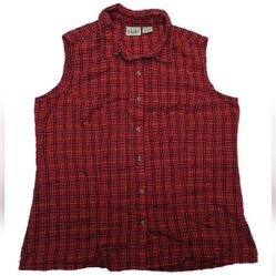 Vintage Classic Elements Sleeveless Button Down Plaid Tank Top Large