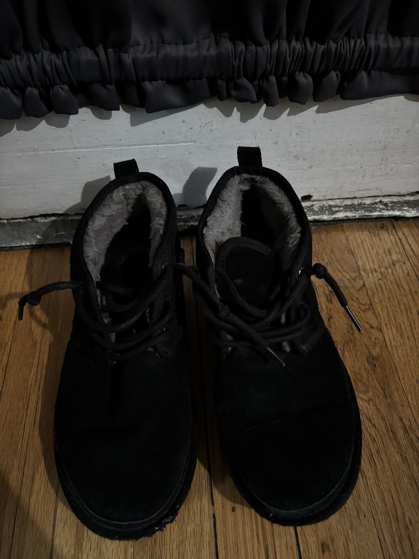 Black Suede Fur-Lined Ugg Boots
