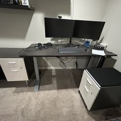 Standing Desk, File Cabinet And Storage Cabinet 