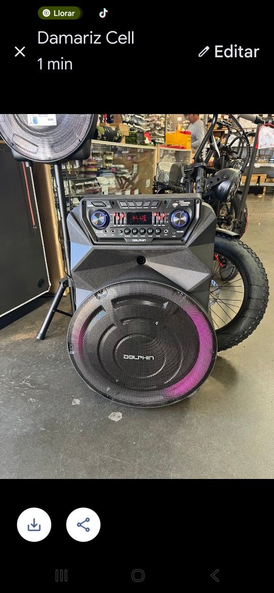 Bocinas 15" con pedestal, bluetooth, usb, Micrófono 