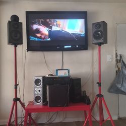 Home Entertainment System w/50 Inch TV also comes with Nintendo switch and charging dock..Great sound..Stands Included.. Universal remote 