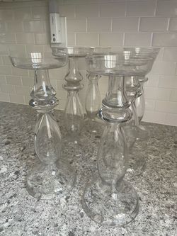Set of 6 pillar candle holders/vases