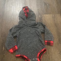 Boys Gray Lumberjack Long Sleeve Shirt Size 6/12 Months #17