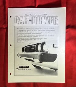 1978 Honda Report From Car and Driver Accord LX pictured