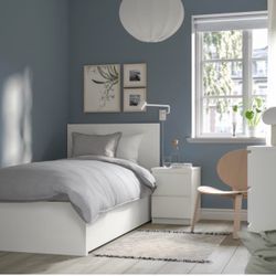 IKEA Malm White Twin Bed Frame and mattress