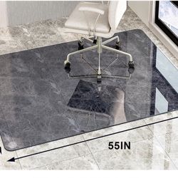 Tempered Glass] Chair Mat – Durable Office Chair Mat on Carpet with 0.2" Thickness, 4 Non‑Slip Pads, Sleek & Sturdy Matte Gray Finish, Smooth Glide & 