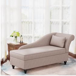 Indoor Chaise Storage Lounge Chair Tan