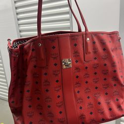 New Mcm Large Red Tote Bag 