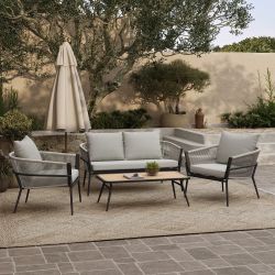 Brand New！Patio Conversation Sets with Aluminum Frame and Rope, 4-Piece ，OF2317