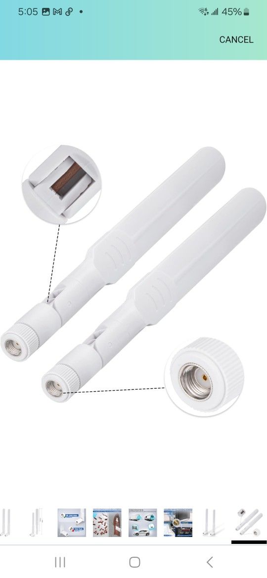 Bingfu Dual Band WiFi 2.4GHz 5GHz 5.8GHz 8dBi MIMO RP-SMA Male White Antenna (2-Pack) for WiFi Router Wireless Network Card USB Adapter Security IP Ca