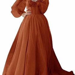 Rust Ball Gown With Corset Style Top