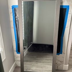 Floor Length Mirror w/ Grey Wood Frame