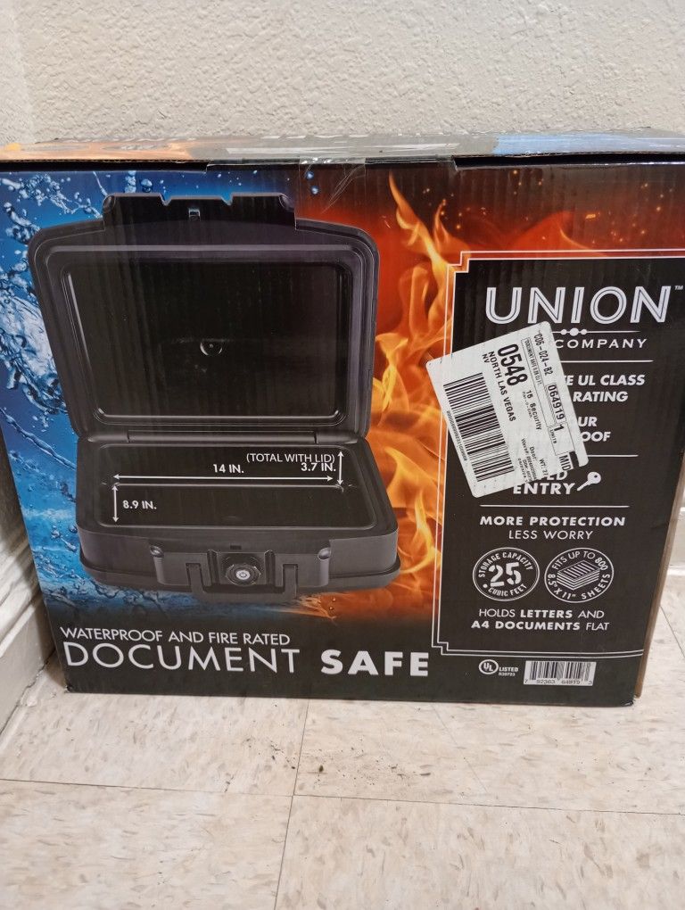 UNION SAFE COMPANY Waterproof and Fire Rated Document Safe