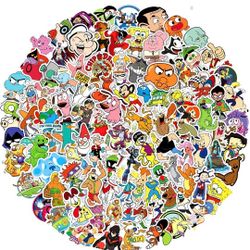 80s 90s Aesthetic Theme Party Animation Sticker, Cute Colorful Cartoon Waterproof Sticker Pack Water Bottle Laptop Phone Diary Skateboard Decal, Vinyl