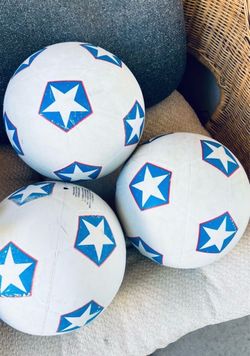 White and Blue Star SoccerPlayground Balls – Set of 3