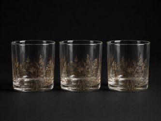 Gold Forest Whiskey Glasses - Set of 3 - Mint Condition