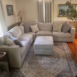 LoveSac Sactional Sectional Sofa - Sides, Bases, Covers. Sky Grey Corded Velvet. 