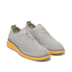 Cole Haan Men’s 7 Gray And Orange 2.Zerogrand Stitchlite Wingtip Oxfords 