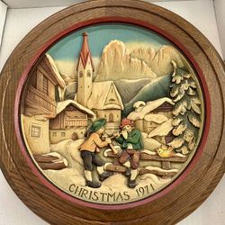 ANRI Christmas Plates Wood From Italy 