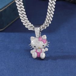 Iced Out women's Hello Kitty Chain and Pendant 