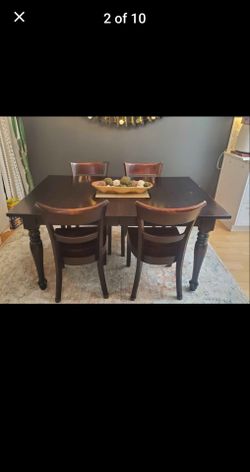 Dining Room furniture Crate & Barrel WOOD table 4 chairs extension leaf