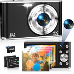 Digital Camera 4K48MPAutofocus Vlogging Camera with Rear and Front Camera for Photography,16X Digital Zoom Point and Shoot Cameras with 32GBCard 8 2 B
