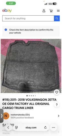 2011-2018 VW Jetta OEM Trunk Liner