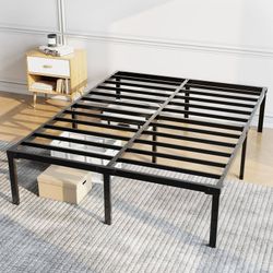 Queen Bed Frame, 18 inch High Metal Platform Bed Frame, 2200 LBS Weight Capacity, Heavy Duty, Noise Free, Easy Assembly, Black
