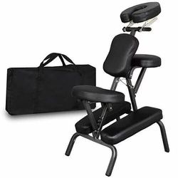  Portable Massage Chair Leather Pad Travel Massage Tattoo Spa Chair, Black