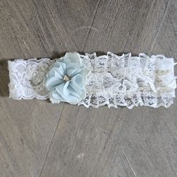 Ivory Lace With Mint Flower Wedding Prom Garter 