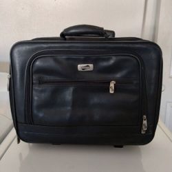 American Tourister black leather laptop computer bag