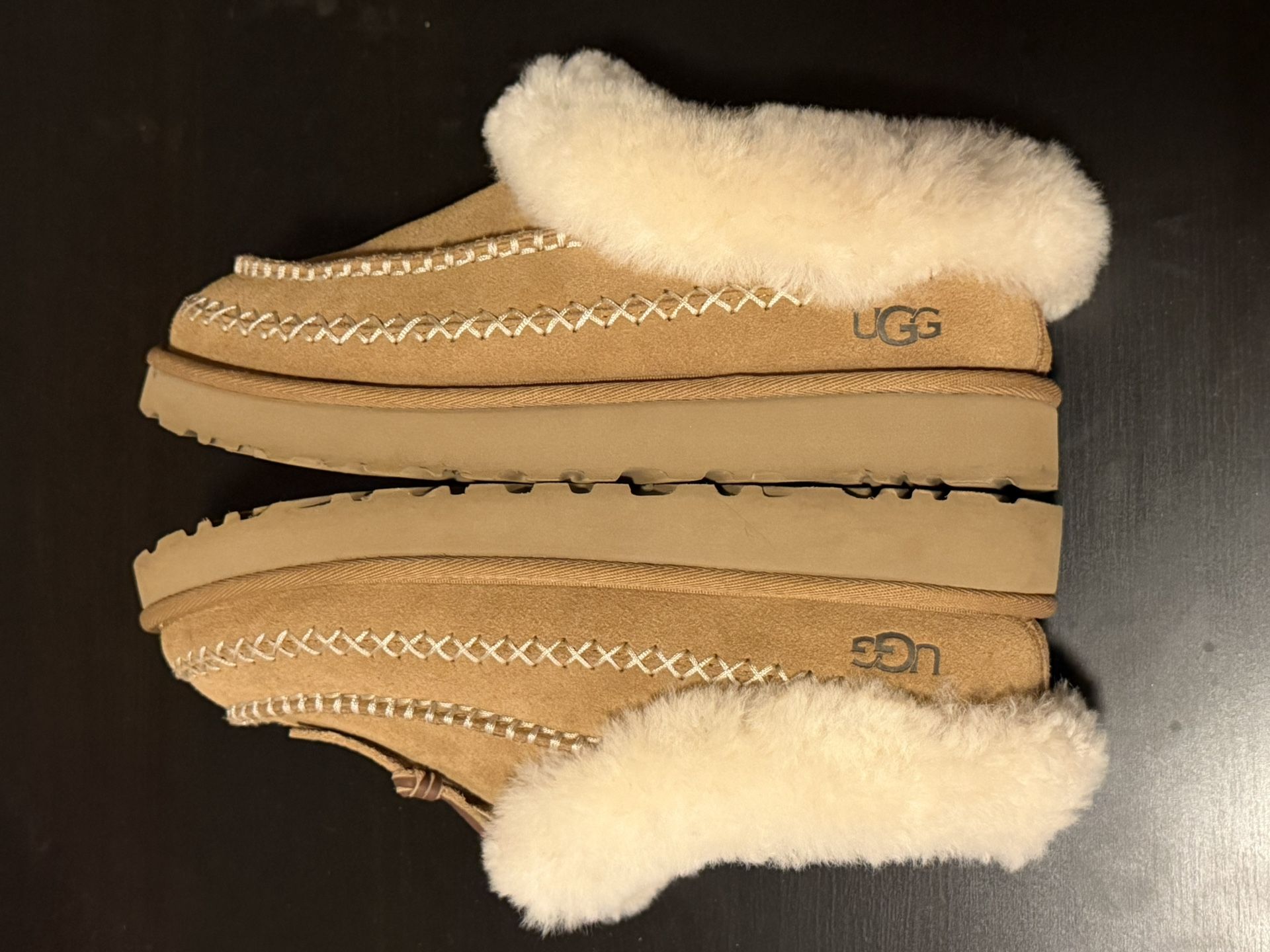 Ugg Tasman Alpine Women's 9 Chestnut Brown Suede Leather Lace Slippers 1158258