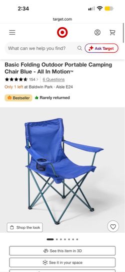 Basic Folding Outdoor Portable Camping Chair Blue - All In Motion