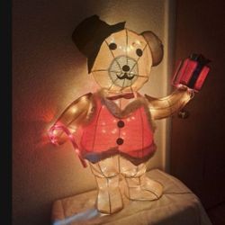 32" Vintage Tinsel Bear Light up   Yard Decoration