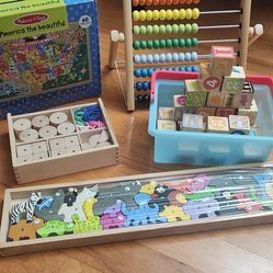 Bundle of 5 educational STEM learning sensory wooden toys